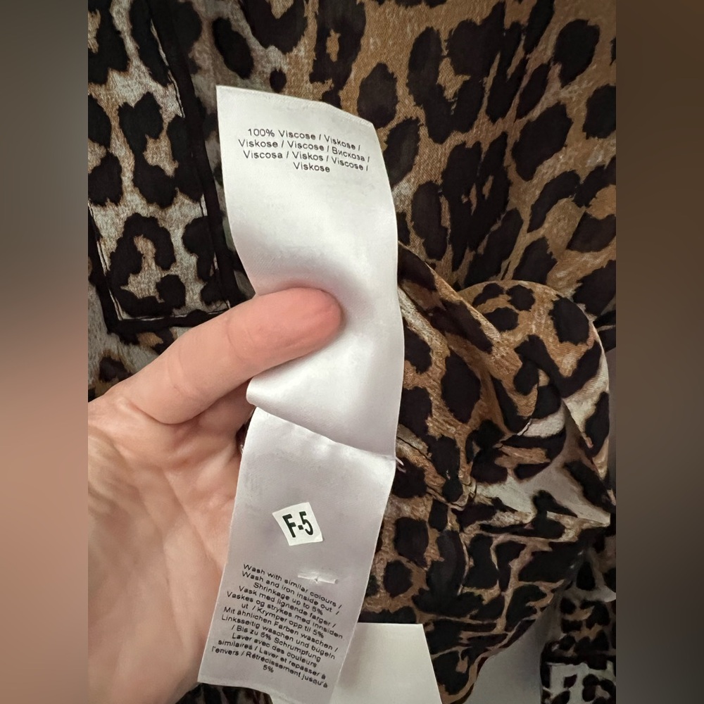 GANNI Printed Georgette Shirt Leopard Size 34 New - Picture 11 of 13